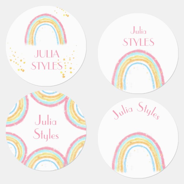 Pastel rainbow sparkling clothing label (Group)