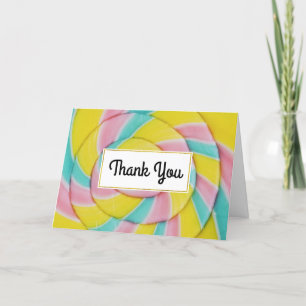 Pastel Rainbow Spiral Candy Letterpress Thank You Card