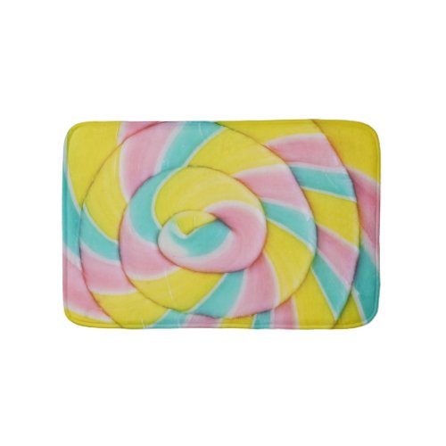 Pastel Rainbow Spiral Candy Photo Bath Mat