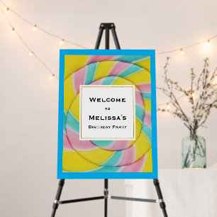 Pastel Rainbow Spiral Candy Photo Birthday Welcome Foam Board