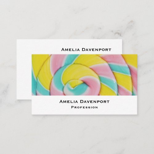  Pastel Rainbow Spiral Candy Photo Business Card