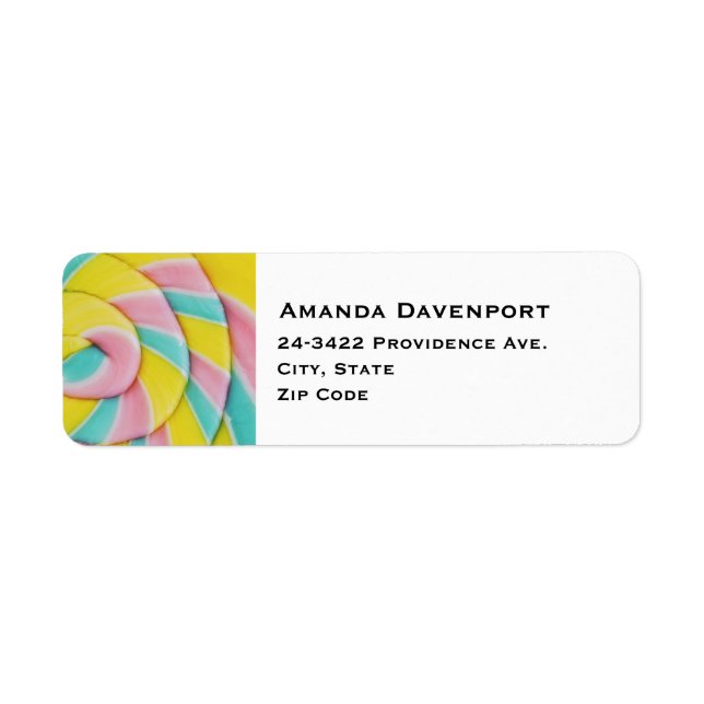 Pastel Rainbow Spiral Candy Photo Label (Front)