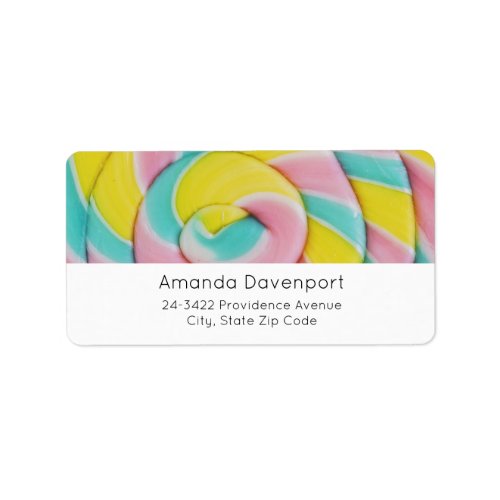 Pastel Rainbow Spiral Candy Photo Label