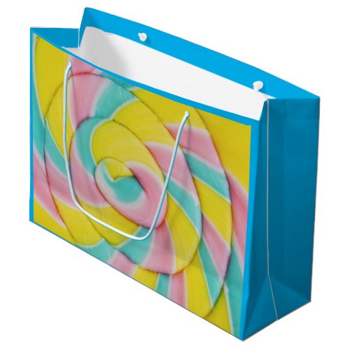 Pastel Rainbow Spiral Candy Photo Large Gift Bag