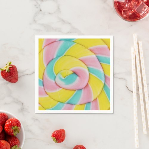 Pastel Rainbow Spiral Candy Photo Napkins