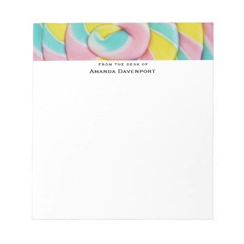 Pastel Rainbow Spiral Candy Photo Notepad