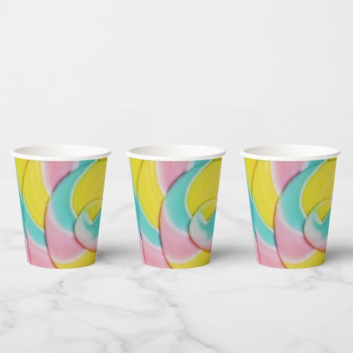 Pastel Rainbow Spiral Candy Photo Paper Cups