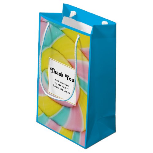 Pastel Rainbow Spiral Candy Photo Party Thank You Small Gift Bag
