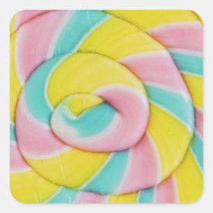 Pastel Rainbow Spiral Candy Photo Square Sticker
