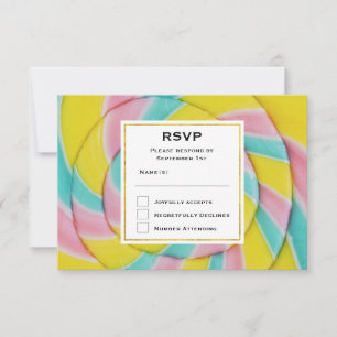 Pastel Rainbow Spiral Candy RSVP Card
