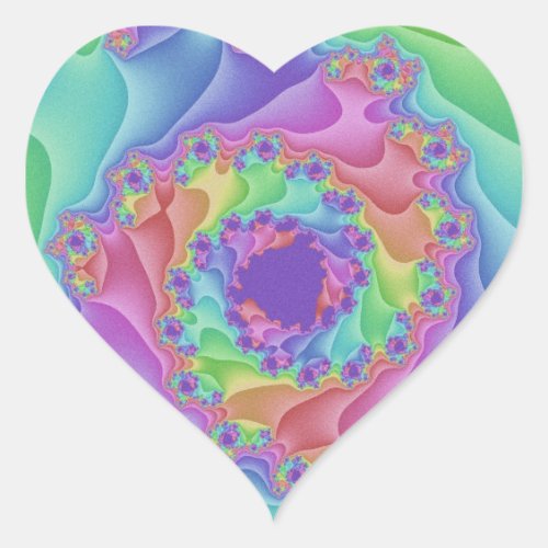 Pastel Rainbow Spiral Heart Sticker