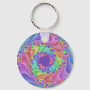 Pastel Rainbow Spiral Keychain