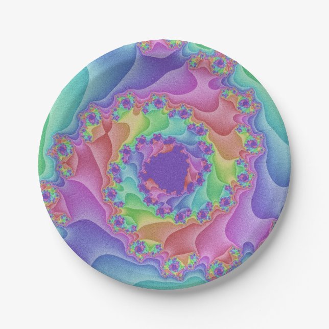Pastel Rainbow Spiral Paper Plates (Front)