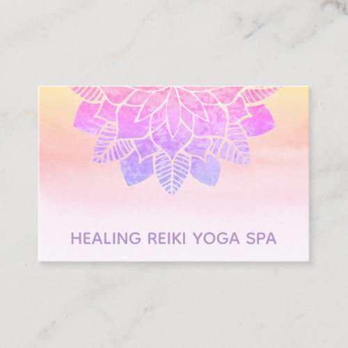  Pastel Rainbow Spiritual Reiki Mandala Yoga Business Card