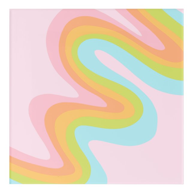 Pastel rainbow squiggle acrylic print (Front)
