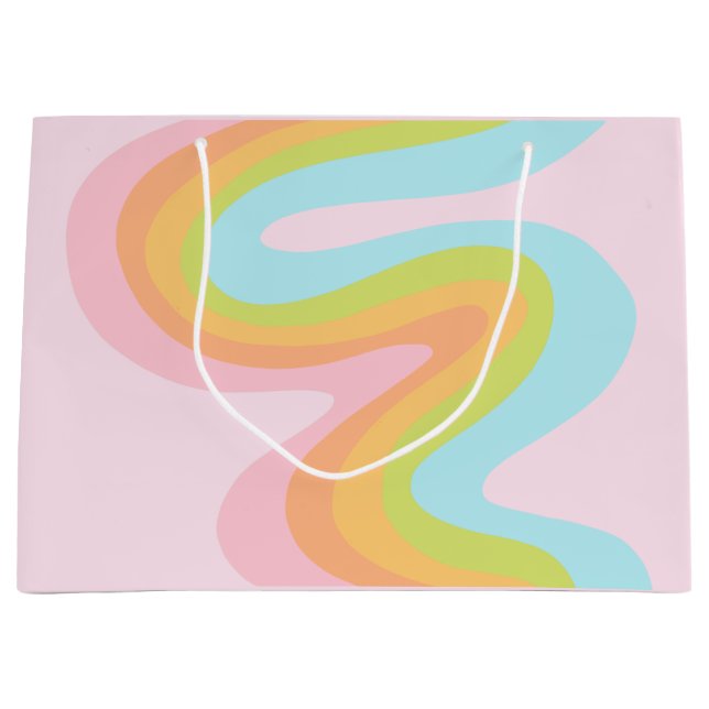 Pastel rainbow squiggle large gift bag (Front)