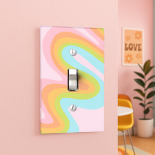 Pastel rainbow squiggle light switch cover