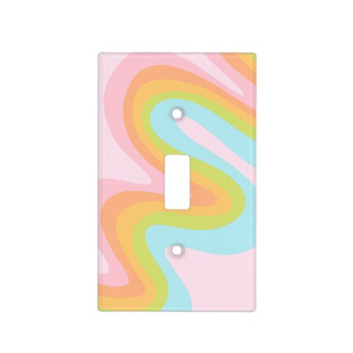 Pastel rainbow squiggle light switch cover