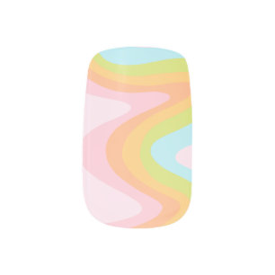 Pastel rainbow squiggle minx nail art