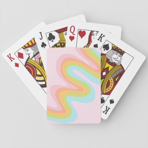 Pastel rainbow squiggle playing cards