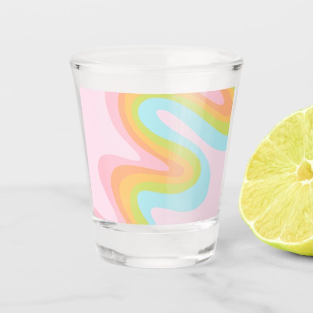 Pastel rainbow squiggle shot glass (Front)