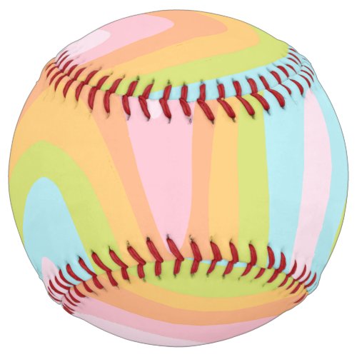 Pastel rainbow squiggle softball