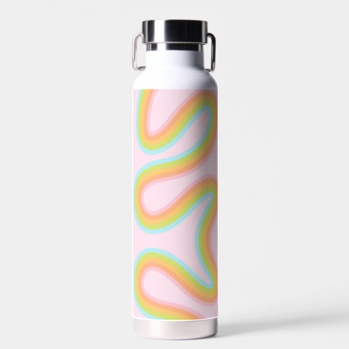 Pastel rainbow squiggle water bottle