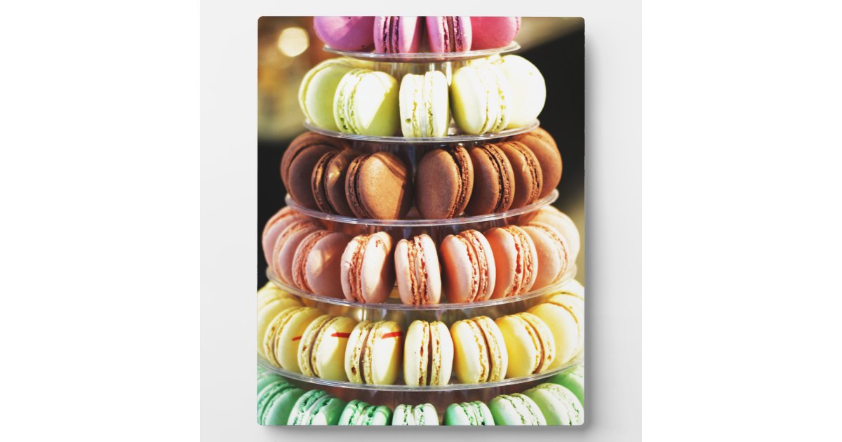 Pastel Rainbow Stacked French Macaron Cookies Plaque
