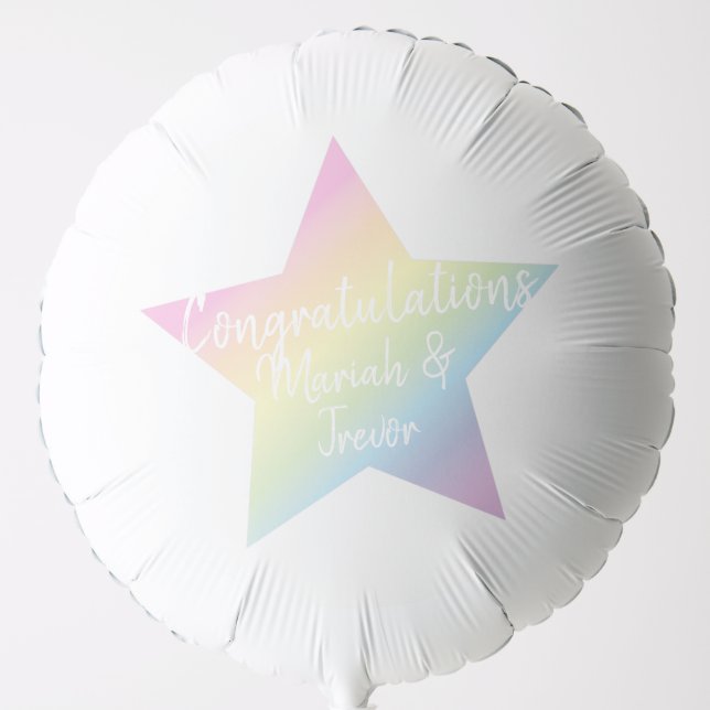 Pastel Rainbow Star Baby Shower Balloon (Front)
