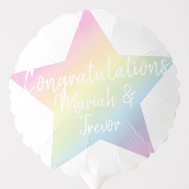 Pastel Rainbow Star Baby Shower Balloon (Front)