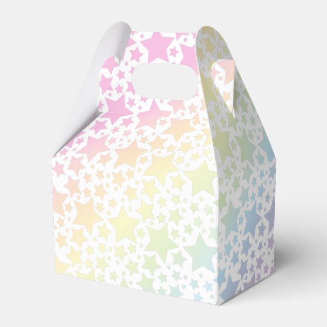 Pastel Rainbow Star Baby Shower Favor Boxes (Front Side)