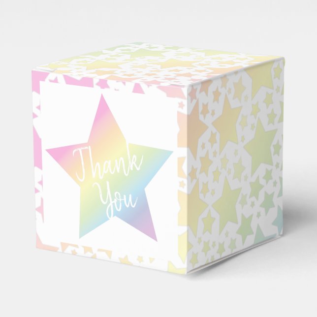 Pastel Rainbow Star Baby Shower Favor Boxes (Front Side)