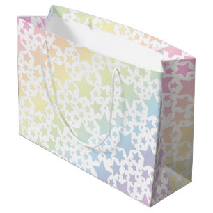 Pastel Rainbow Star Baby Shower Large Gift Bag