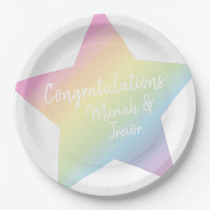 Pastel Rainbow Star Baby Shower Paper Plates