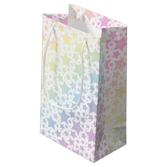 Pastel Rainbow Star Baby Shower Small Gift Bag (Back Angled)
