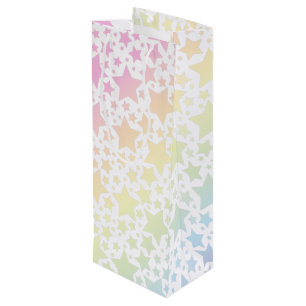 Pastel Rainbow Star Baby Shower Wine Gift Bag
