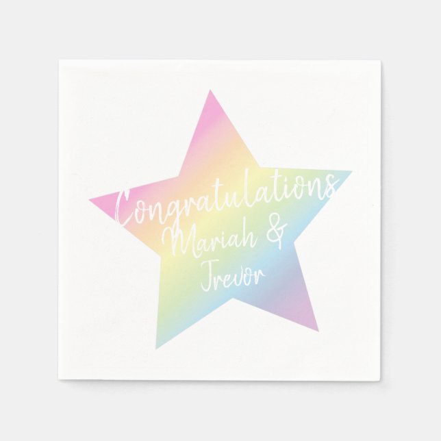 Pastel Rainbow Stars Baby Shower Simple Modern Napkins (Front)