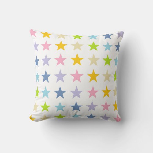 Pastel Rainbow Stars Throw Pillow