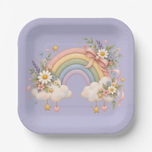 Pastel Rainbow Stationery Paper Plates