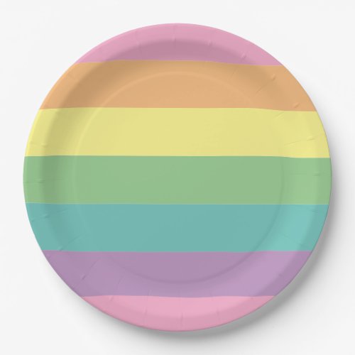 Pastel Rainbow Stripe Paper Plate