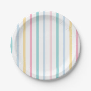 Pastel Rainbow Stripe Paper Plates