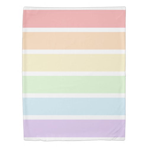 Pastel Rainbow Striped 1 side Twin Duvet Cover