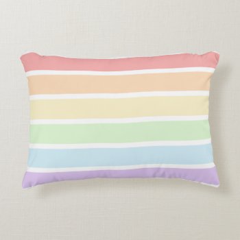 Pastel Rainbow Striped Accent Pillow by FantasyPillows at Zazzle