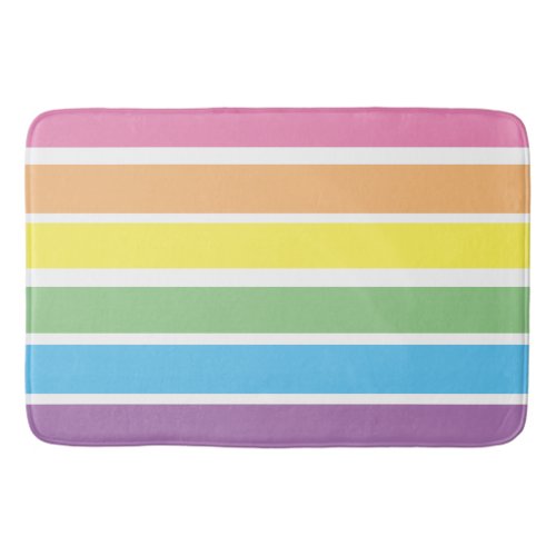 Pastel Rainbow Striped Bath Mat