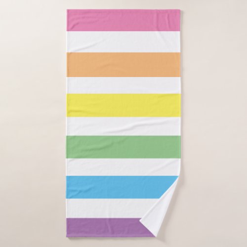 Pastel Rainbow Striped Bath Towel Set