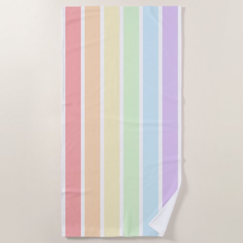 Pastel Rainbow Striped Beach Towel