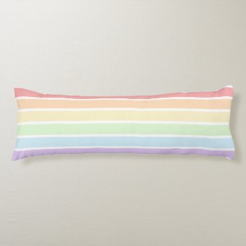 Pastel Rainbow Striped Body Pillow by FantasyPillows at Zazzle