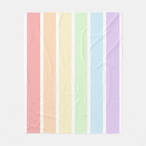 Pastel Rainbow Striped Fleece Blanket