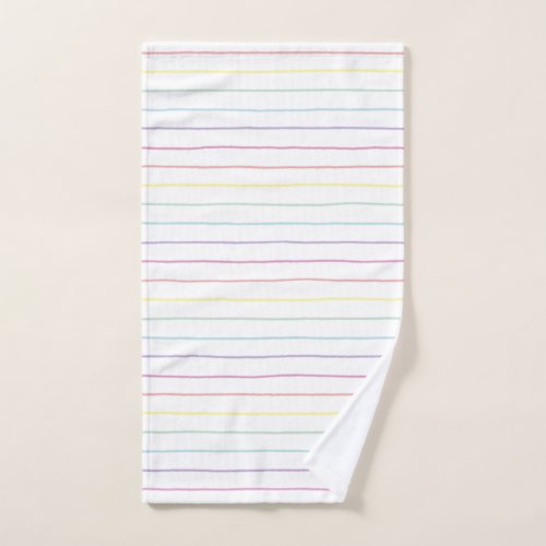 Pastel Rainbow Striped Hand Towel