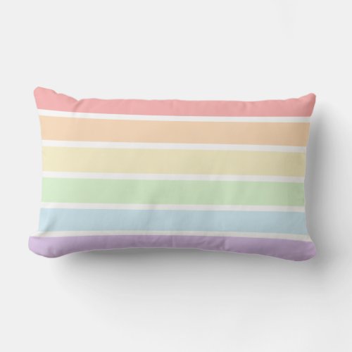 Pastel Rainbow Striped Lumbar Pillow